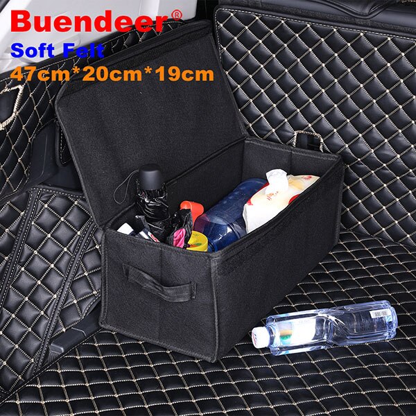 Buendeer auto kofferbak organizer zachte vilt opvouwbare opbergdoos brandwerende organizer auto opbergzak auto opberggereedschap: 47-20-19cm zwarte