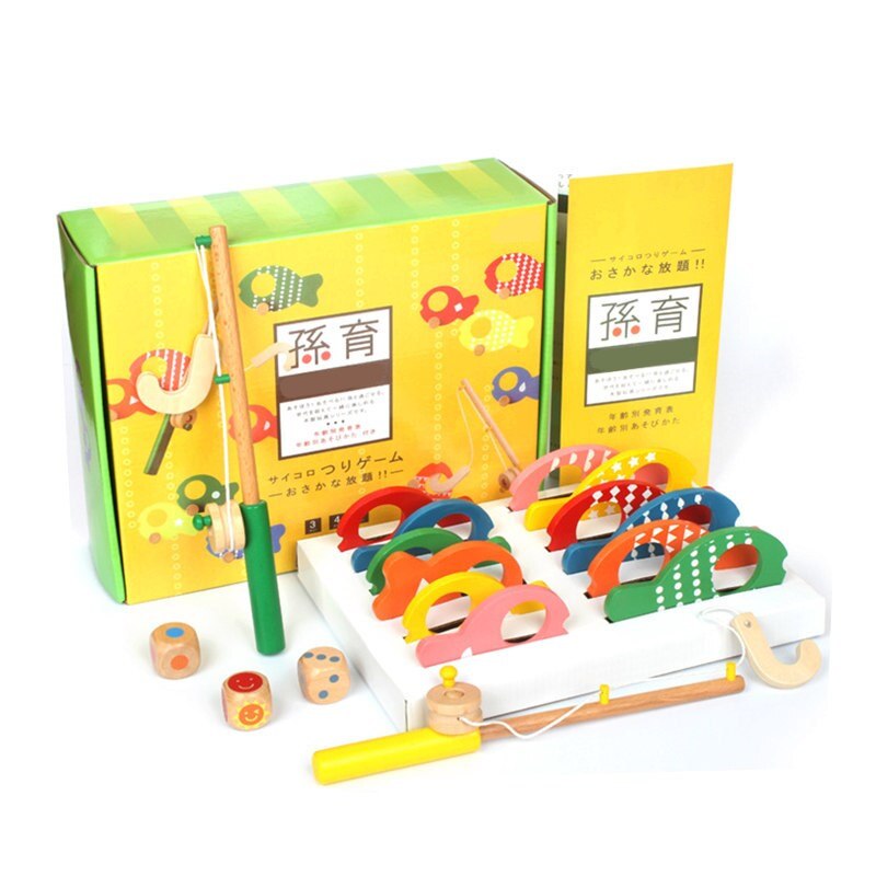 Candywood Kinderen Vissen ouder-kind Houten Spelen Vissen Game Cartoon Patroon Vis Model Educatief Speelgoed voor baby kids