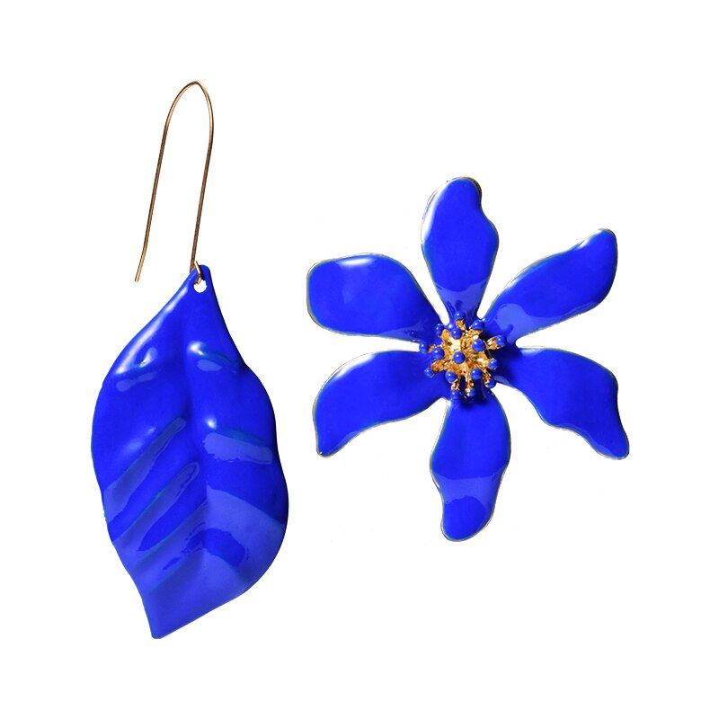 Za atacado novo brinco de metal cozido flores em forma de pendurar, joias finas acessórios para presente de natal: Blue