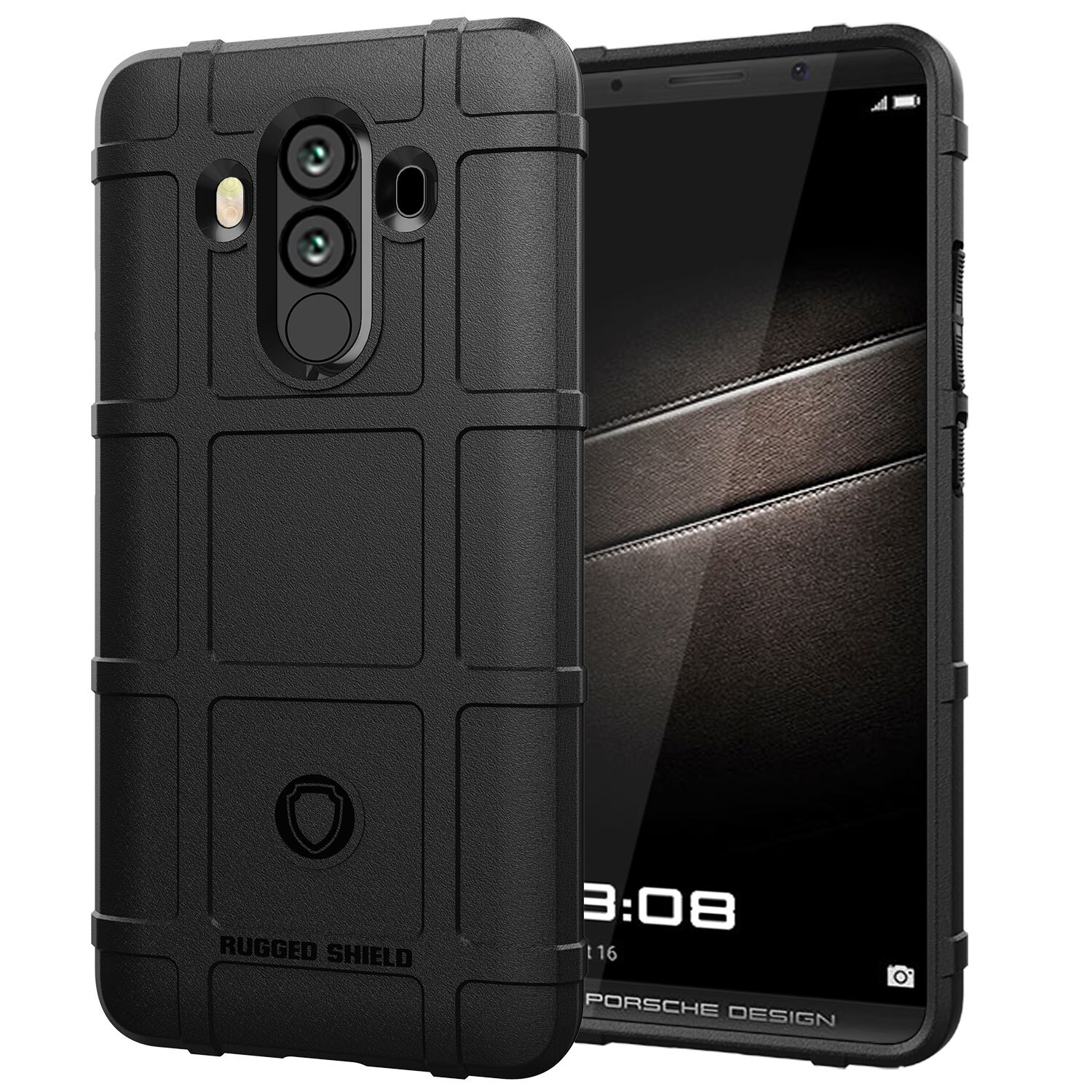 Armor Shock Absorption Shockproof Case For Huawei Mate 10 Porsche Anti Scratch Carbon Fiber Bag Cover 6.0 inch: Black