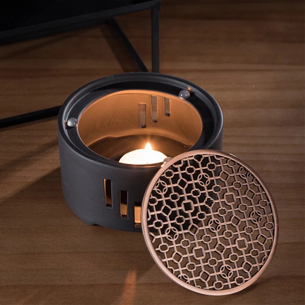 Soporte de vela de cerámica, calentador de té, estufa de té, calentador de leche, soporte de vela con estera sin vela para cafetería casera, 1 ud.