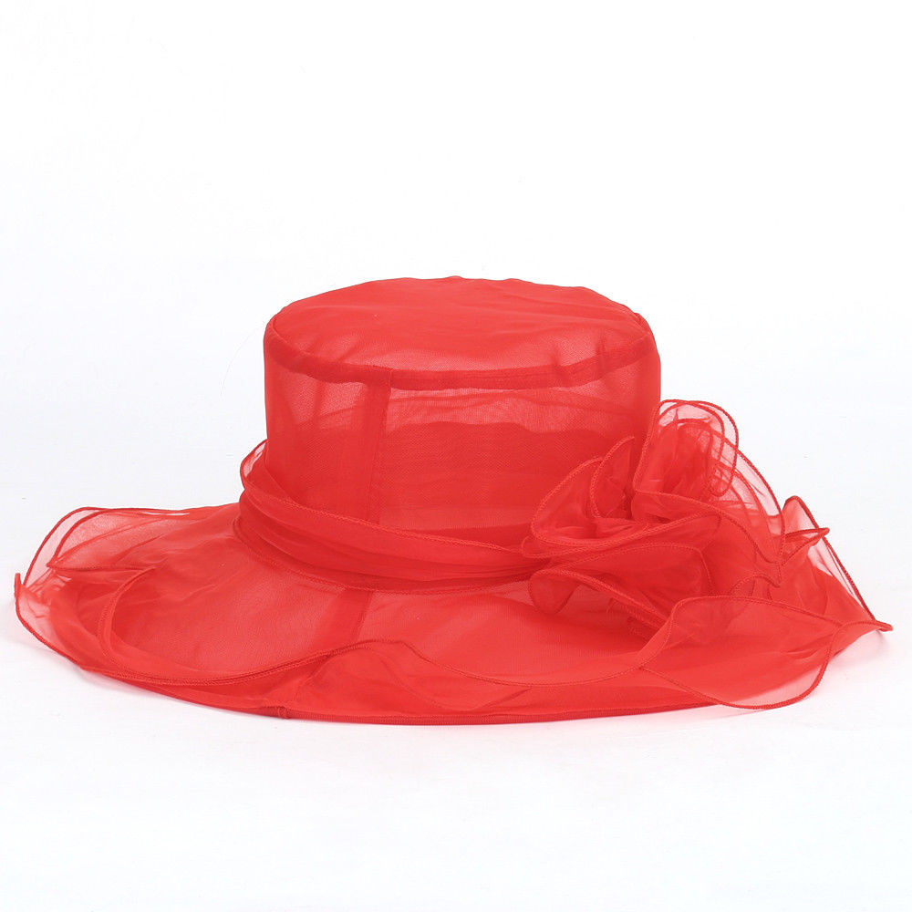 Kvinder blonder brede rand kentucky derby sol hat bryllup teselskab kirke kasket sort hvid grå rød