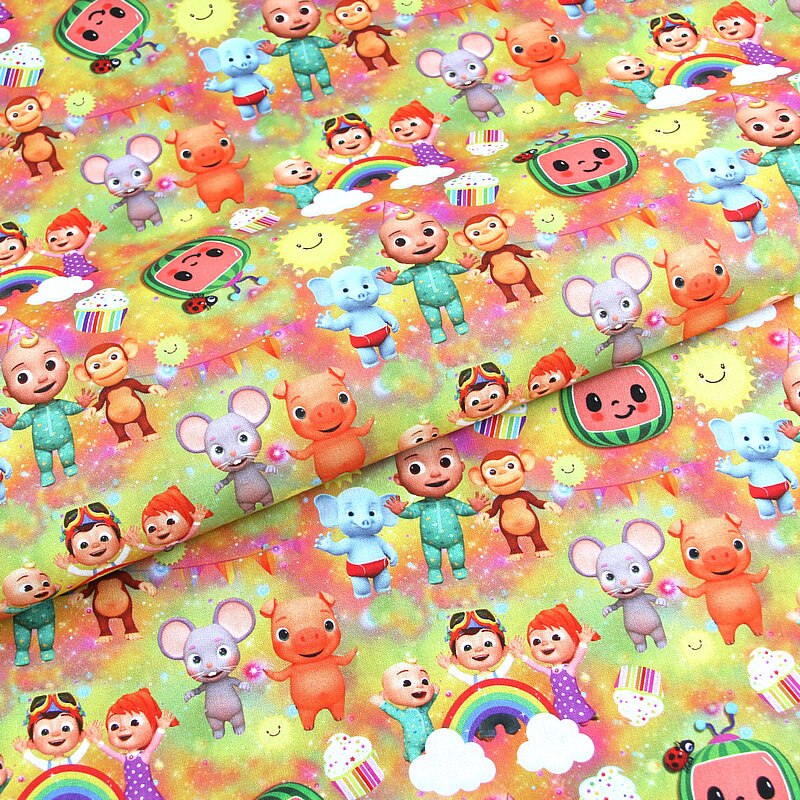 Tela de algodón con estampado Digital de dibujos animados tejido por el patio para máscara de niño, vestido, DIY, patchwork, material de costura textil