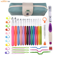 Koknit conjunto de agulhas de crochê, 46 peças, grande, 8.0, 9.0, 10.0mm, alça macia, conjunto de agulhas de crochê com bolsa
