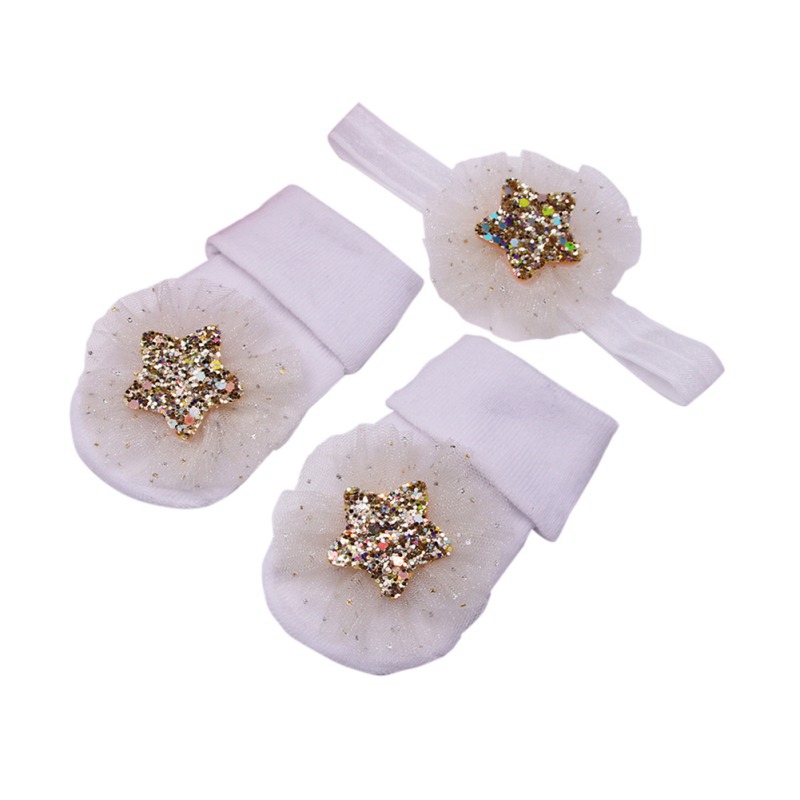 Newborn Baby Socks+1PC Hair Belt Toddler Girls Bow Wave Point Anti-slip Socks1: Y