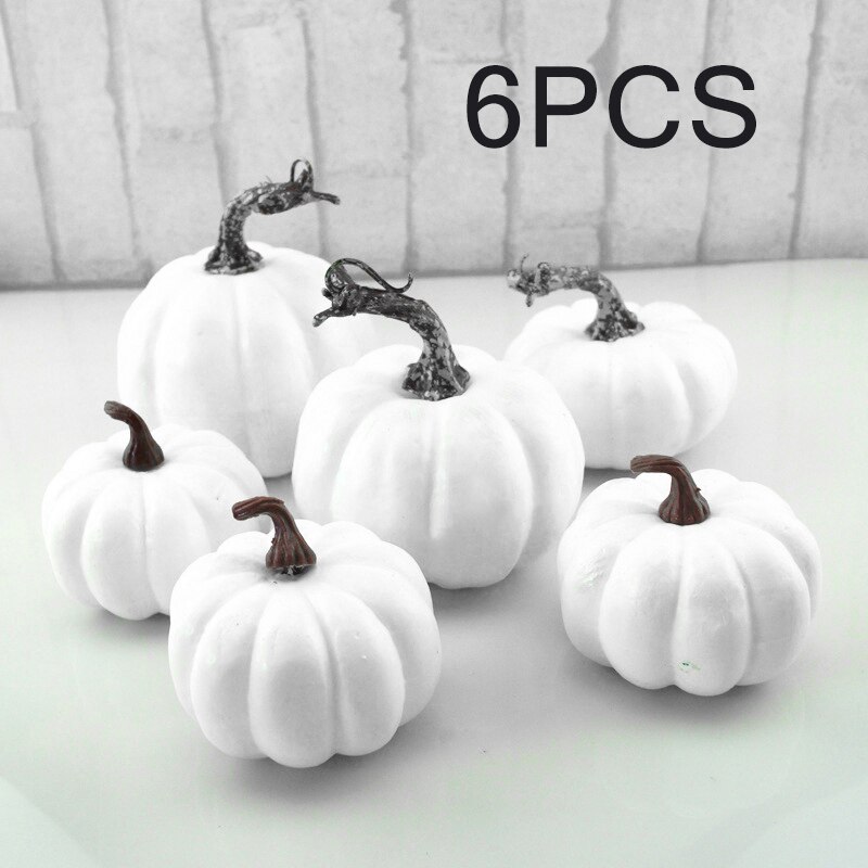 6/12 Uds Halloween calabaza blanca de plástico calabaza falsa conjunto mueble de interiores Decoración Accesorios de fotografía de Gran Calabaza: 6pc