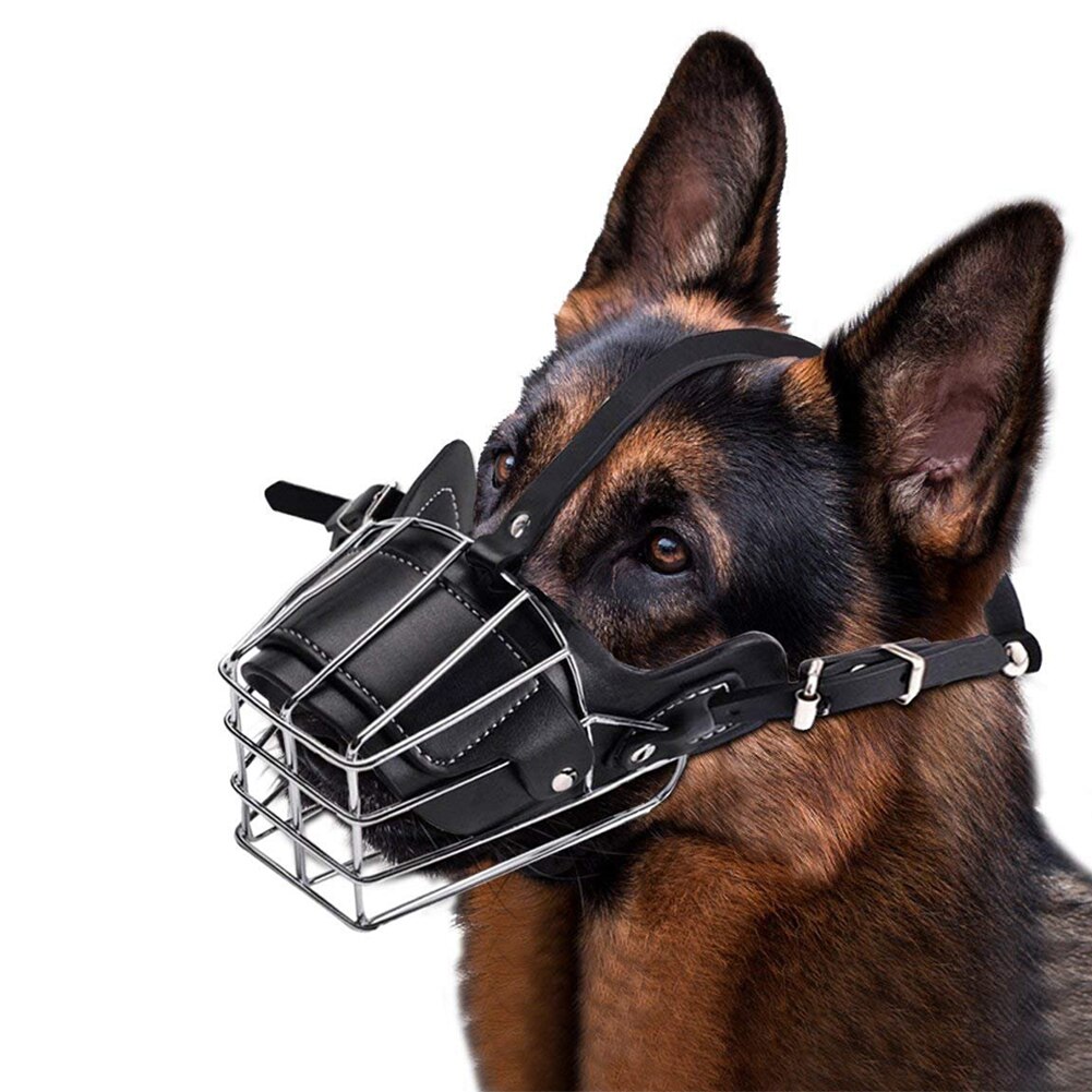 Kæledyr hund mund åndbar justerbar anti-bid metal næsebeskyttelsesdæksel