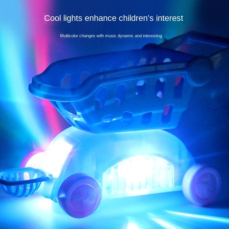 Neue freundlicher Elektrische Spielzeug Musik Warenkorb mit Licht Universal- Rad Kreative Baby Spielen Haus Spielzeug Warenkorb