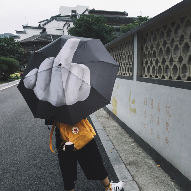 The Middle Finger Umbrella Personality Sunny and Rainy Umbrella Travel Windproof Folding Umbrellas Rain Gear