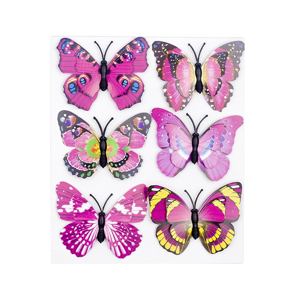 6 stk pvc sommerfugl simulation ornament udendørs have busk fest festival indretning