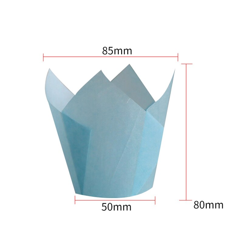 50pcs Premium Tulip Muffin Cases Cake Wraps Greaseproof Cup Baking Paper Decorations DIY Kitchen Baking Tools Party Supplies: Blue