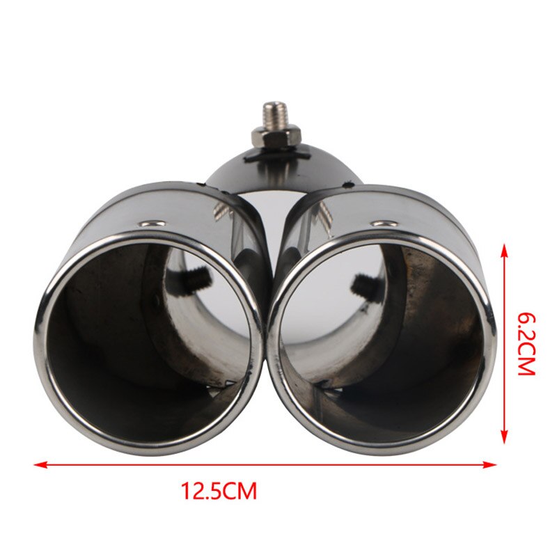 Car Stainless Steel Exhaust Trim Tip Double Muffler Pipe Tail Universal Fit
