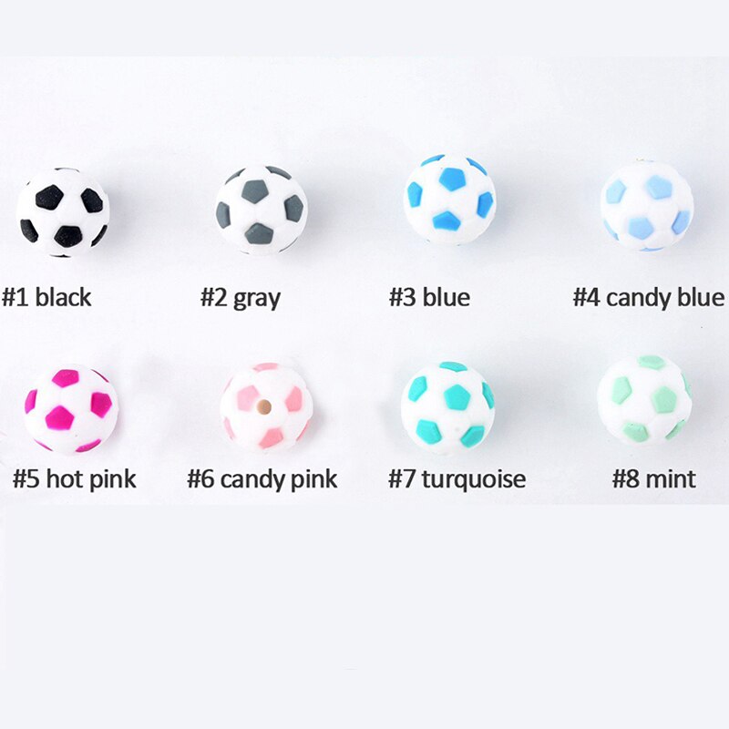 Vamos a hacer silicona fútbol 100 piezas BPA libre de silicona mordedor silicona masticar cuentas para manualidades hechas a mano collar de lactancia bebé mordedor