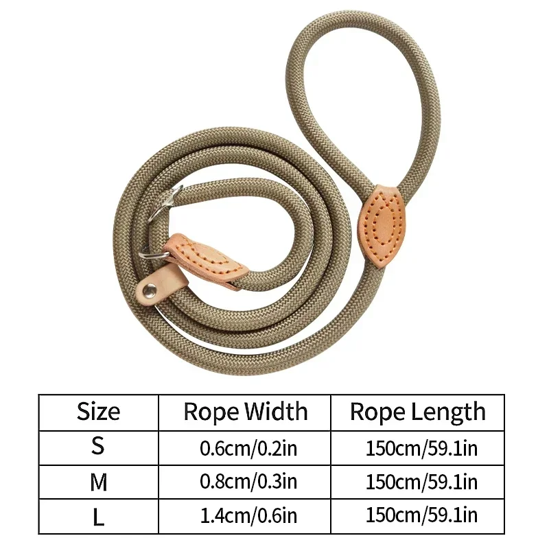 Correa para perro, cuerda antideslizante, correa de plomo, cuerda trenzada resistente, Collar de bucle ajustable, correas de entrenamiento para perros medianos y grandes, accesorios