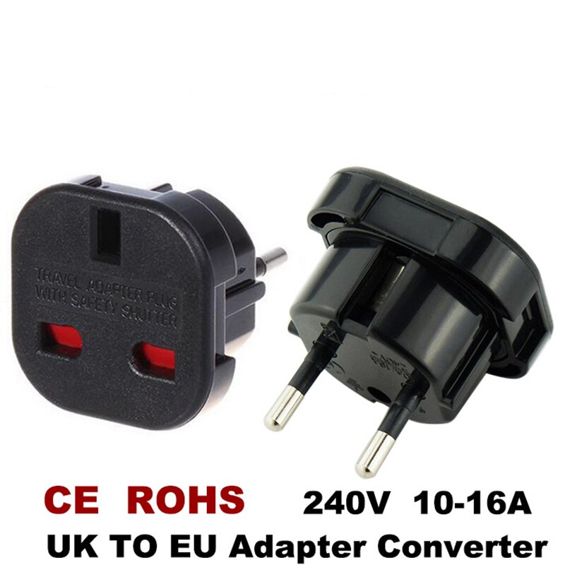 Reizen UK Naar EU 240V Adapters Euro Plug AC Power Charger Adapter Converter Socket Zwart Mayitr