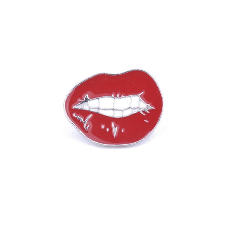 Udvalg af røde læber emalje brocher romantisk sexet mund revers nåler jakker rygsæk badge vintage smykker til kvinder: Stil 5