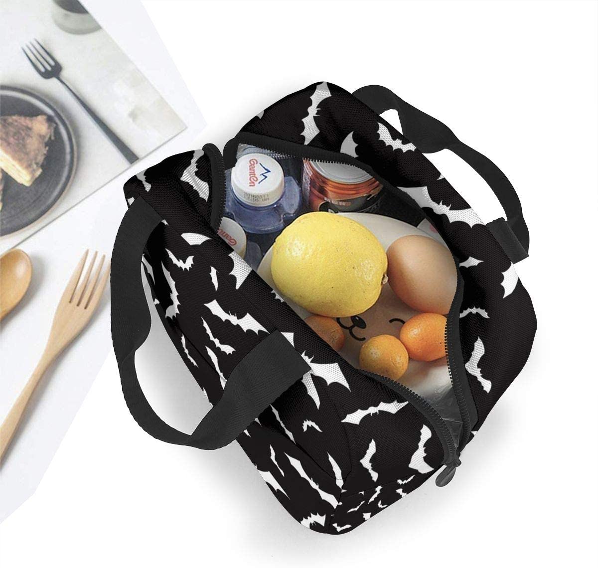 Halloween Bat Lunch Bag Insulated Lunch Box Cooler Tote for Picnic Camping Work Travel