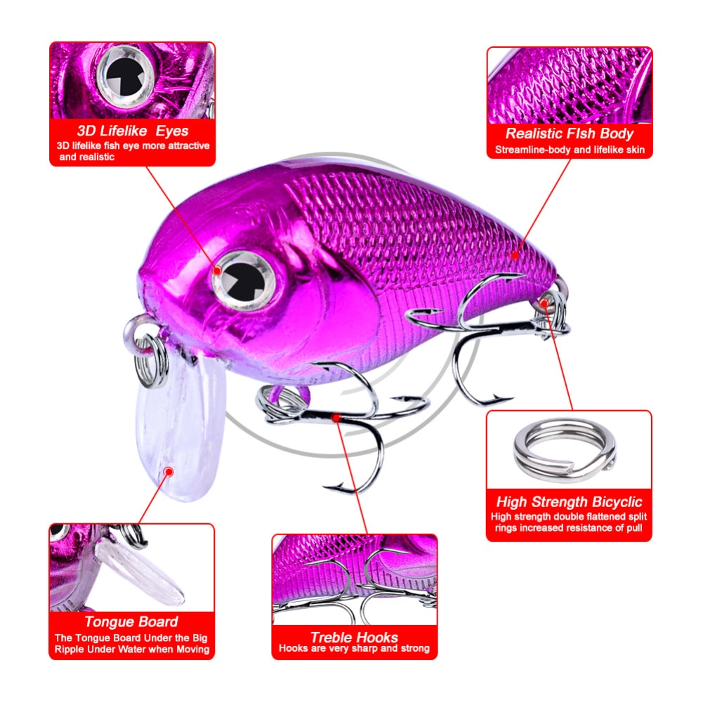 1pc 45mm/7.2g veelkleurige crank vishaak leuke vorm vishaak cirkelhaak 3d ogen met twee drievoudige haak vishaak