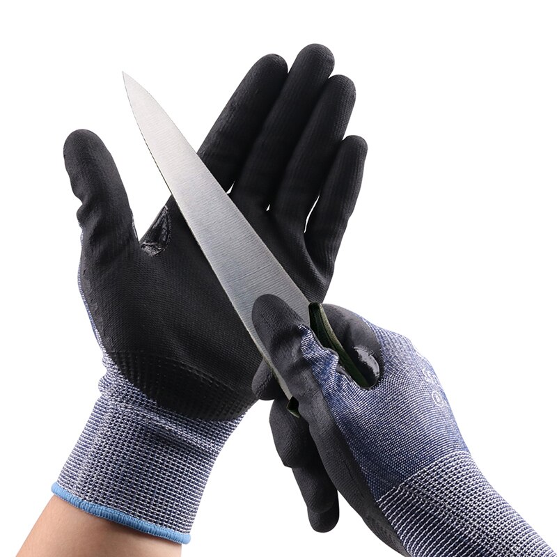 Guantes anticorte de nivel 5 GMG, 3 pares, azul, delgados, blandos, HPPE, certificado CE, mecánicos de seguridad, anticorte