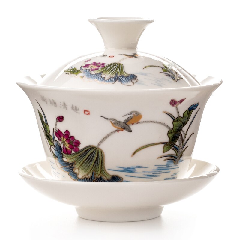 Taza de té Gaiwan tueen tetera china tradicional Kungfu tetera tazón de té de cerámica taza de porcelana Sancai taza de té juegos D002