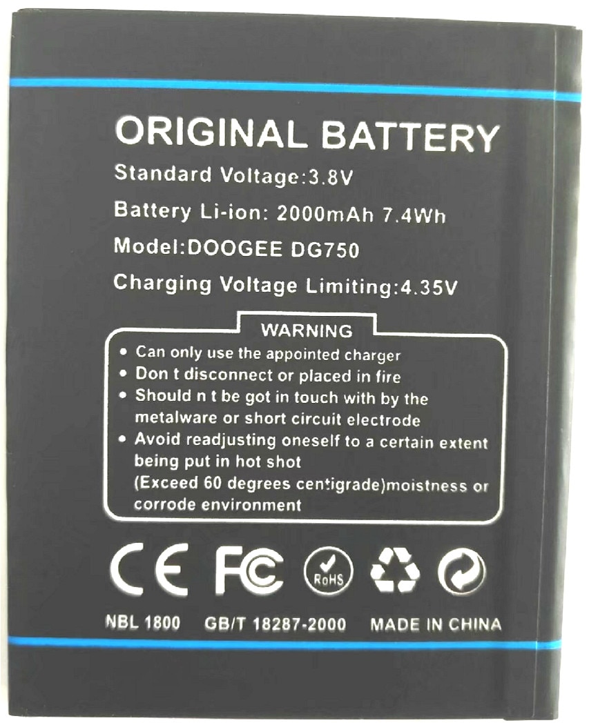 Westrock 2000 mAh DG750 batterij voor DOOGEE DG750 mobiele telefoon