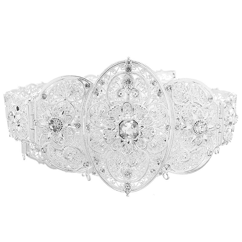 Tradycyjne kaukaskie ślubne paski platerowane srebrem świecący kryształowy pasek robić sukni ślubnej łańcuszki metalowe panna młoda pasy