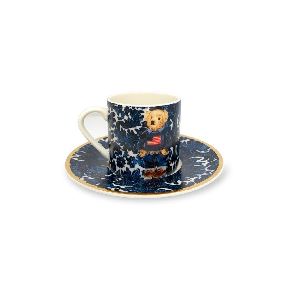 Marina Militare Blu, Bianco Americano orsacchiotto Orso modellato di Porcellana di Caffè Turco Caffè Tazza di Caffè caffè espresso