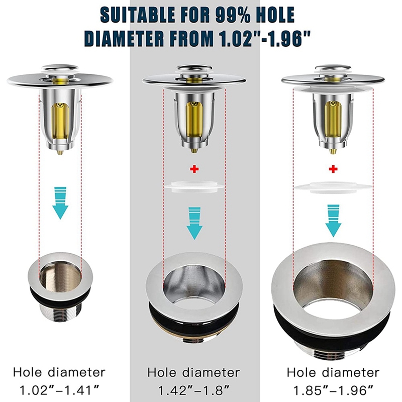 Badkamer Gootsteen Stop Core Push Type Wastafel-Up Afvoer Filter Bad Converter Gootsteen Zeef Plug