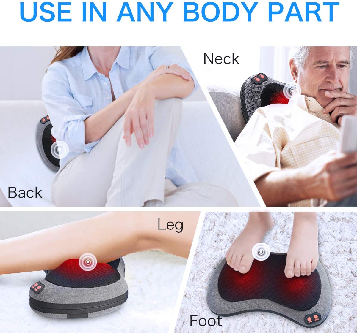 Back Massager with Heat,Shiatsu Back and Neck Massager with Deep Tissue Kneading,Electric Back Massage PillowCar,Office,home