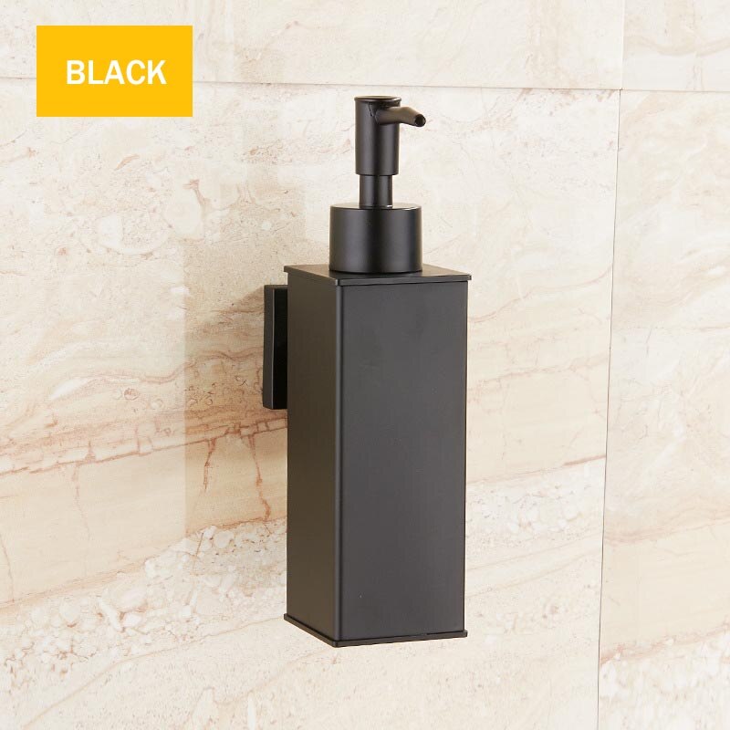 Soap Dispenser Stainless Steel Hand Liquid Soap Dispenser Squeeze Wall Mounted Soap Dispenser Hotel Bathroom Square: Black