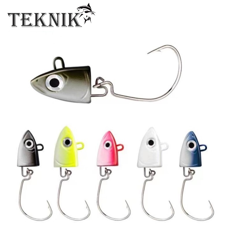 TEKNIK Jig Head 2 unids/bolsa señuelo Jig pececillo negro 5g 10g 15g 25g 40g señuelo de Jigging para lubina pececillo negro cebo Artificial giratorio