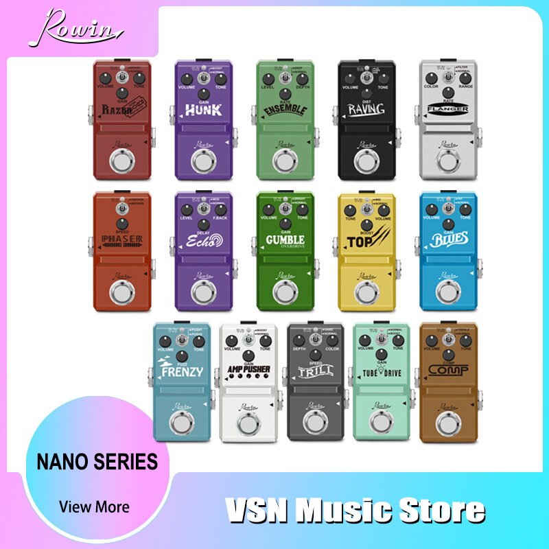 Rowin Nano Serie Gitaar Effect Pedaal Phaser Top Fuzz Amp Pusher Tube Drive Razernij Hunk