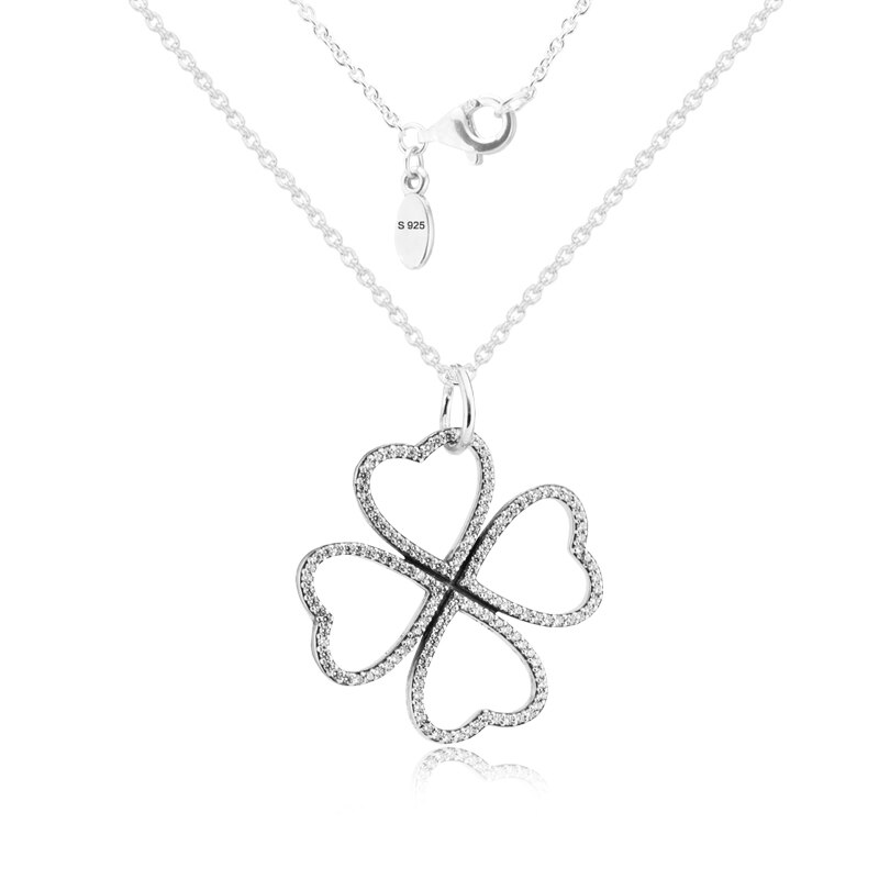 Collier rond 925 bijoux en argent Sterling Signature clair Cz lien chaîne colliers pour femmes N016: Petals of Love