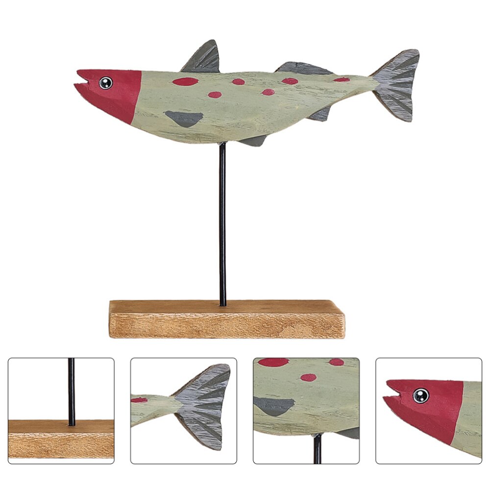Christmas Fish Shape Table Wooden Craft Decor Lovely Animals Desktop Ornament: Grey