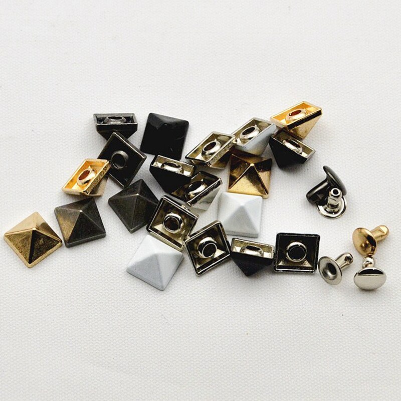 Piramide antieke legering spike punk kledingstuk klinknagel met schroeven voor tas, hoed, jeans, schoen, lederen chocker diy ambachtelijke accessoire