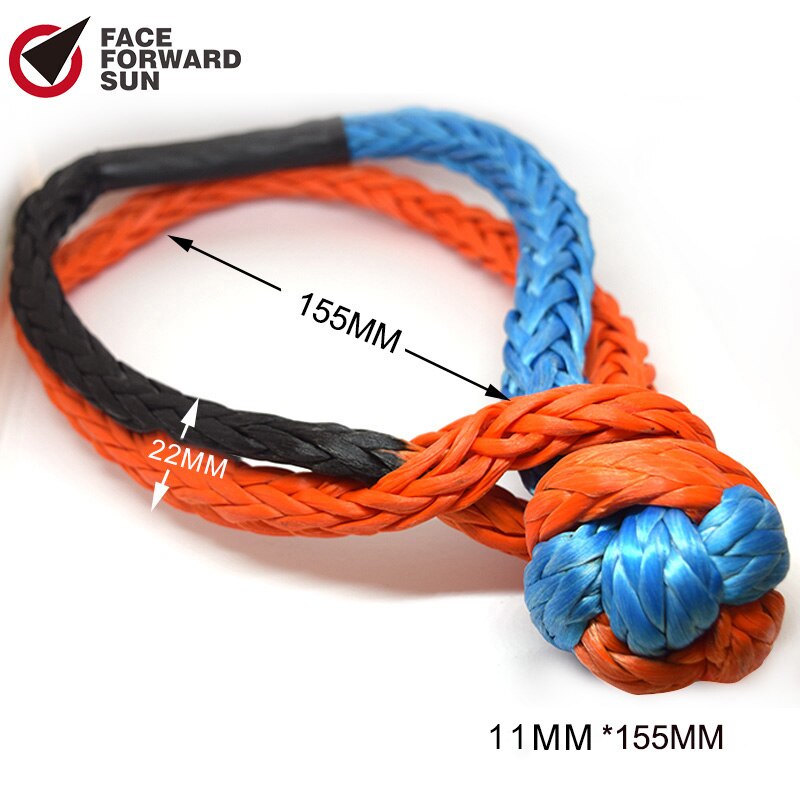 7/16" Soft Shackle,11mm*155mm UHMWPE Shackle,ATV Winch Shackle,Synthetic Shackle for Offroad,truck,sailboat: orang blue grey