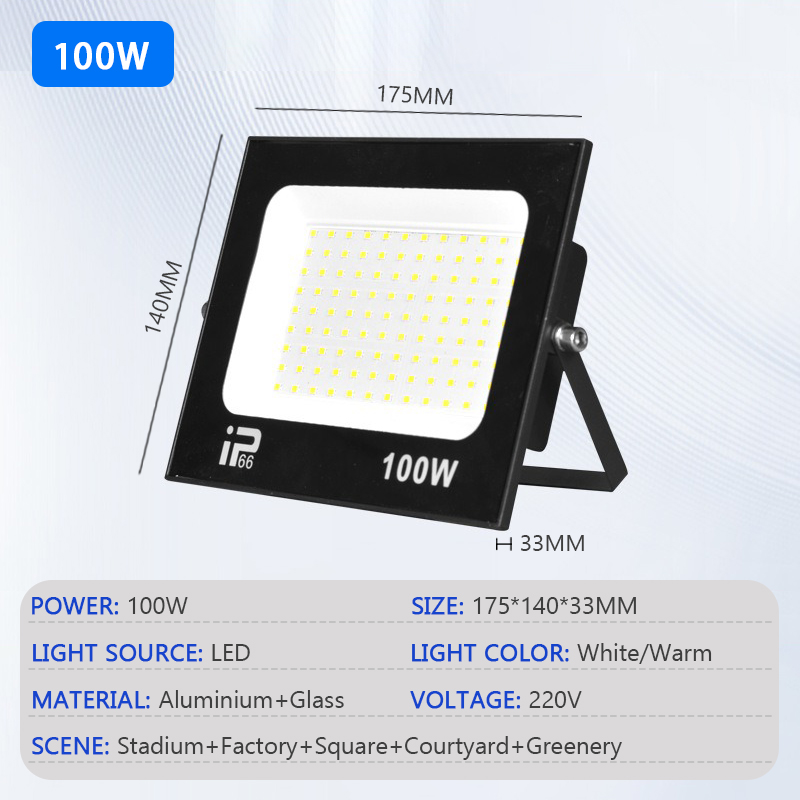 Reflector LED para exteriores IP66, foco de luz impermeable para camino, 10W, 20W, 30W, 50W, 100W, 200W, lámpara para jardín, porche y patio: BLANCO