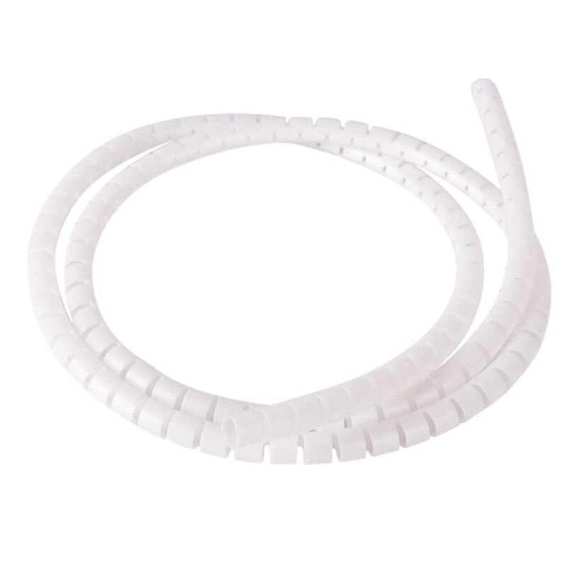 1M PC TV 10/25mm Cable Banding Organizer Spiral Wrap Tidy Cord Wire Organizer Line Cable Clip Ties Fixer Fastener Holders: 1m white 25mm