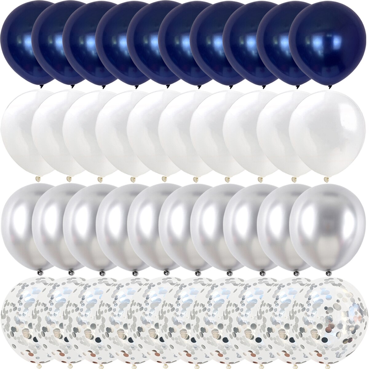 40/14PCS Dark blue Gold Silver Metal Latex Confetti Balloons Birthday Wedding BabyShower Decorations year Globos: AGATE