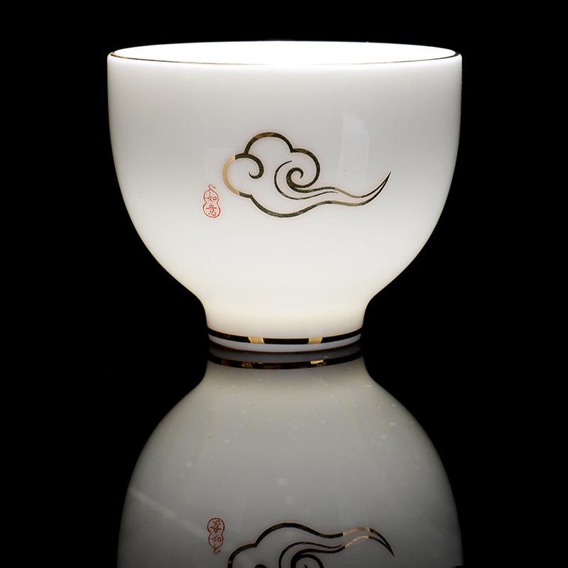 Witte porseleinen theekop, traditioneel chinees patroon, theekopje, theekom voor puer kung fu theeservies accessoires, theeservies en drinkgerei: 7