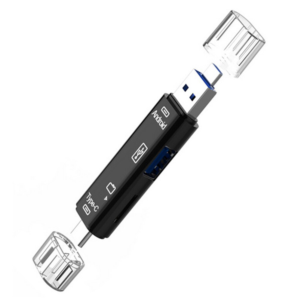 5 in 1 typ-c micro-usb otg dock tf-speicherkartenleser multifunktions-usb-hub compactflash-kartenadapter für laptop: Schwarz