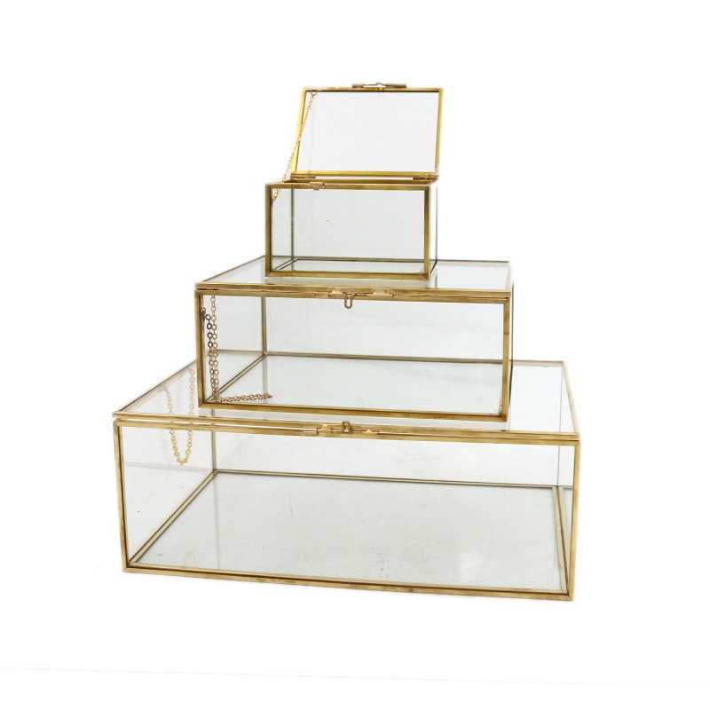 Nordisk smykkeskrin glas opbevaringsboks retro stil påklædningsbord tissuekasse efterbehandling samling neglebutik display dækning