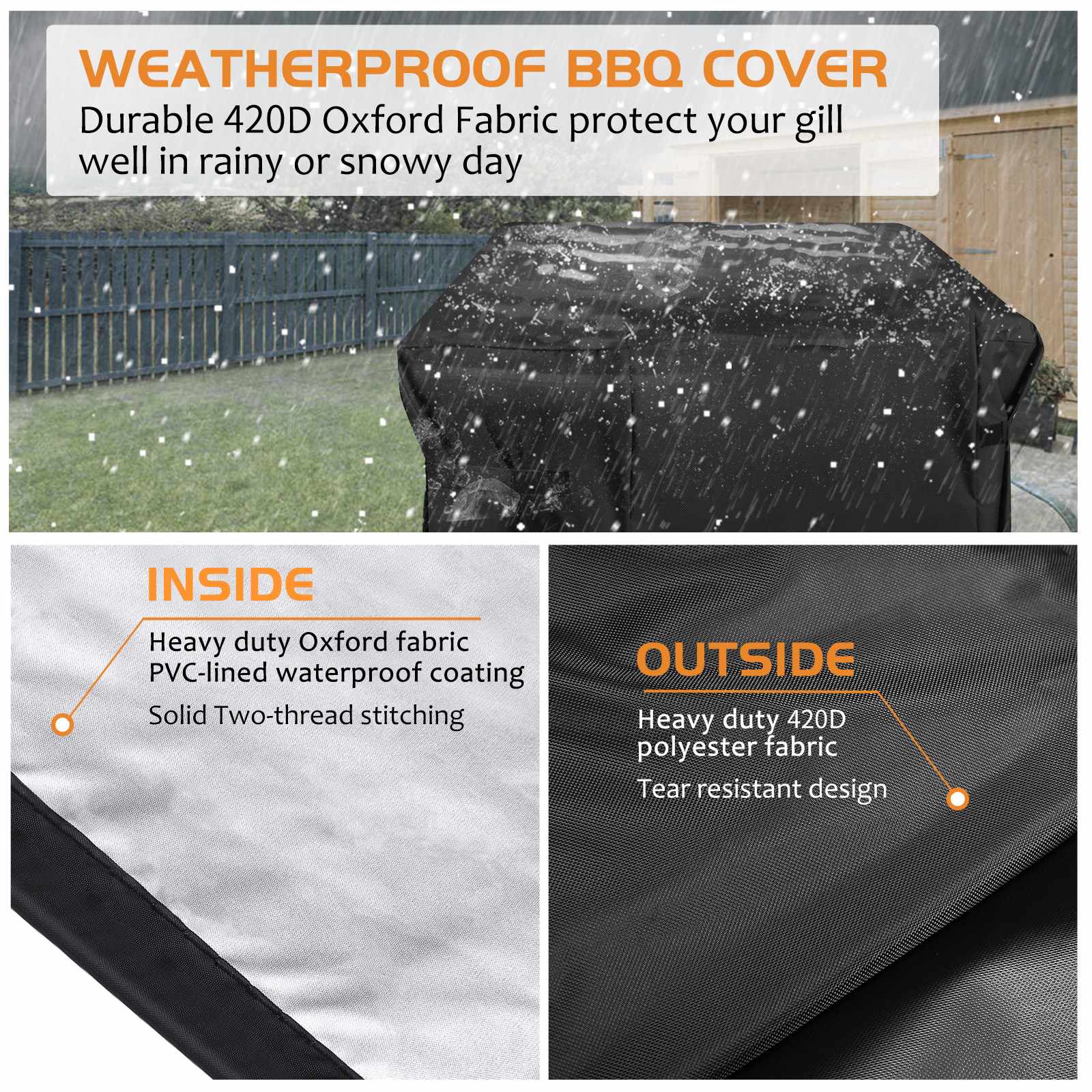 KING DO WAY – housse de protection pour Barbecue d&#39;extérieur, étanche à la poussière, robuste, rond, 420D