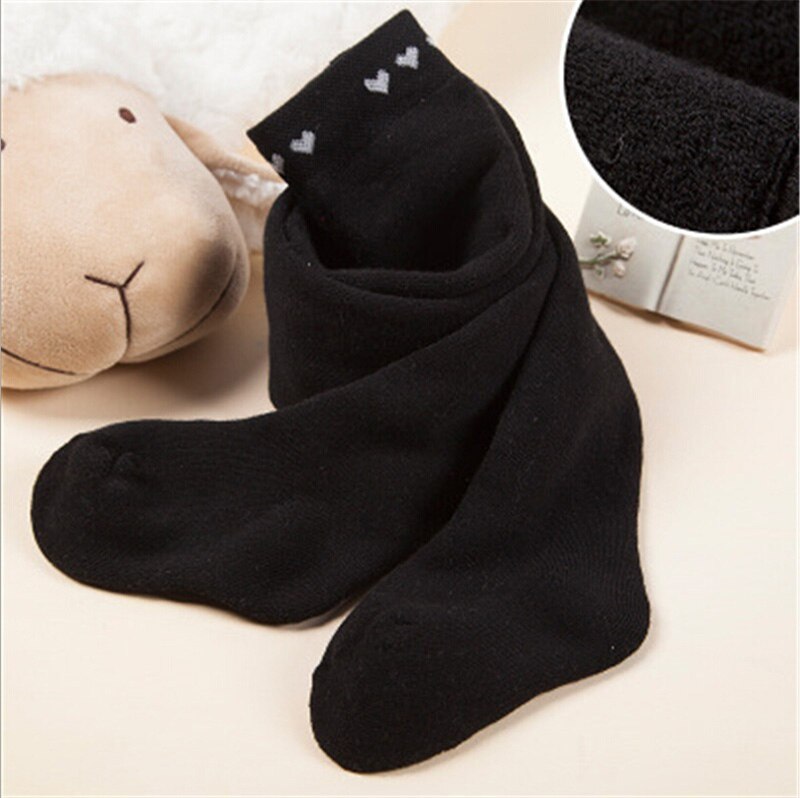 Medias de algodón para bebés de 0 a 24M, medias cálidas de invierno para niños y niñas, bonitos para recién nacidos: Negro / S