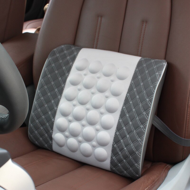 Cojín de soporte Lumbar para masaje de coche eléctrico, almohada de masaje de asiento para silla de oficina, accesorios de cuero de PU para interior de coche