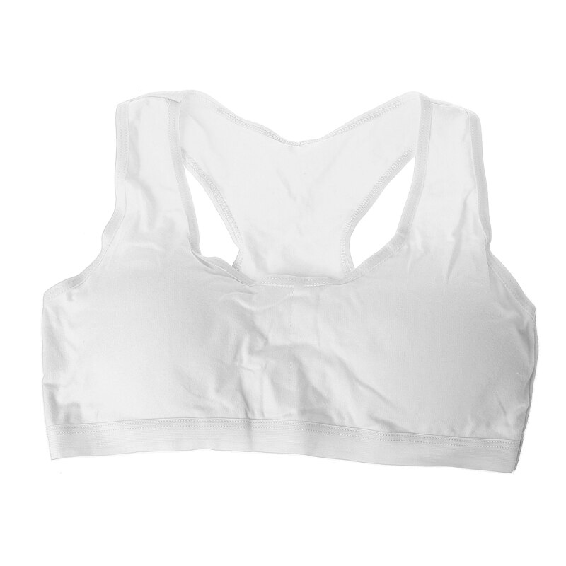 Sujetadores de pubertad de entrenamiento pequeños inalámbricos de algodón para chicas chico ropa interior para deporte: Blanco