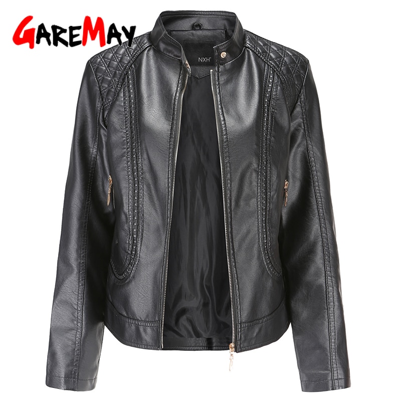 Garemay Faux Leren Jas Vrouwen Lange Mouw Pu Herfst Winter Vrouwelijke Plus Size Korte Leren Jas Voor Vrouwen