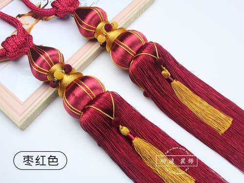 Gordijn Bandage Gordijn Kwastje Eenvoudige Moderne Opslag Gordijn Touw Haak Bandage Lace-Up Trekkoord Decoratieve Ballen: Purplish red