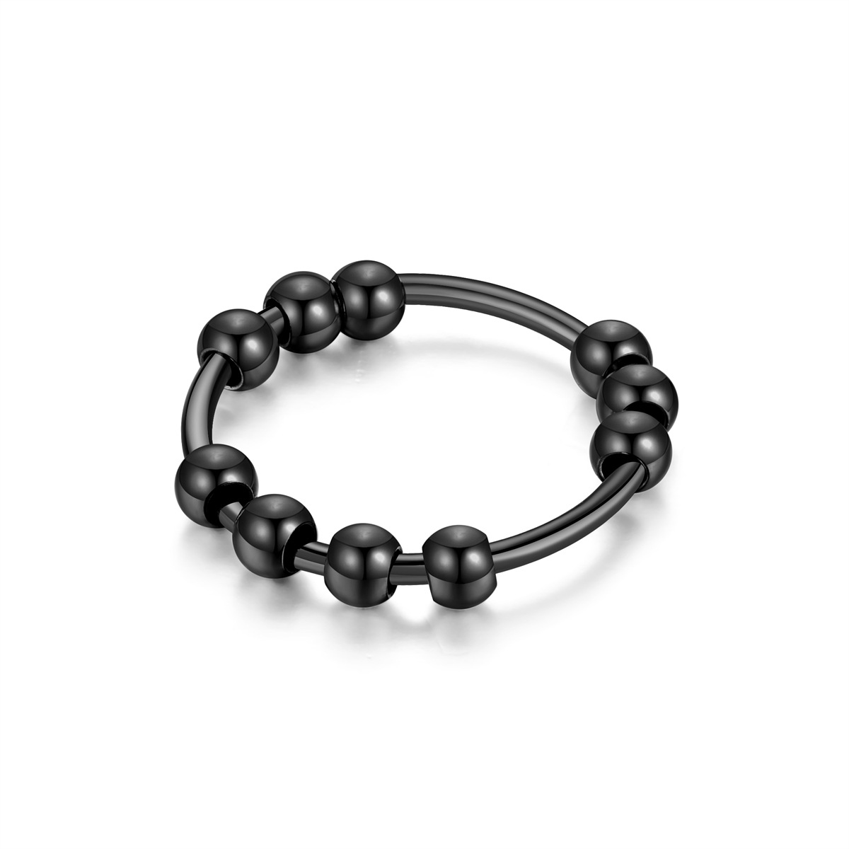 Anneaux d'anxiété en perles d'acier inoxydable, anti-Stress, pour femmes et hommes, Style Simple, bijoux à la , tendance,: 11 / Black