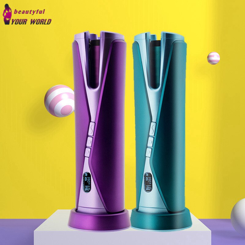 Automatic Hair Curler Ceramic Magic Iron Waves Multistyle Tools USB Rechargeable Rotating Curling LCD Display For Curly Machine